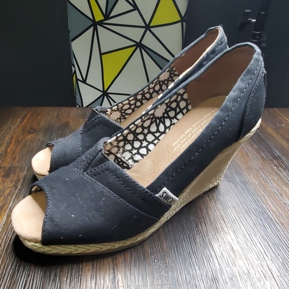 Toms Calypso canvas open toe wedge 5.5W - Picture 3 of 5